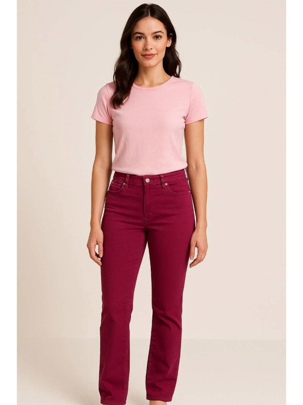 Nygard Midrise Slim Tapered Jean Sz 14 Bright Fuschia Pink Comfy Stretch Cotton